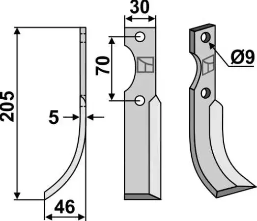 Fräsmesser 205x30mm, links